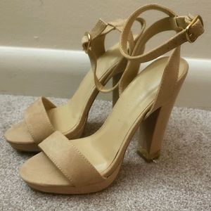 Nude block heels